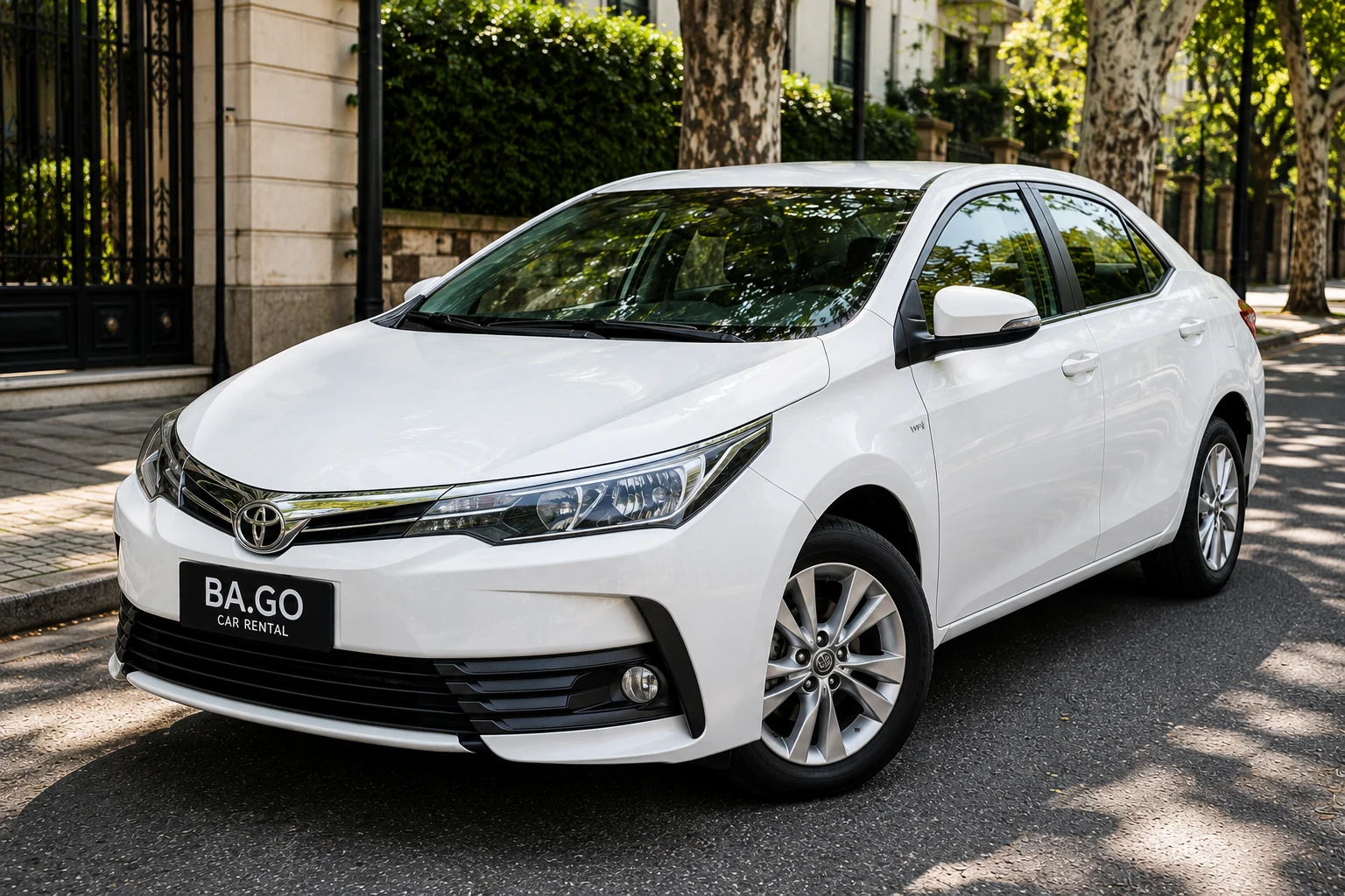 White Toyota Corolla XEI automatic rental in Buenos Aires - front exterior